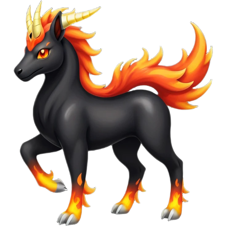 Shiny Exotic Gothic Rapidash-Houndoom-Pokémon-Fakémon-hybrid-creature emoji
