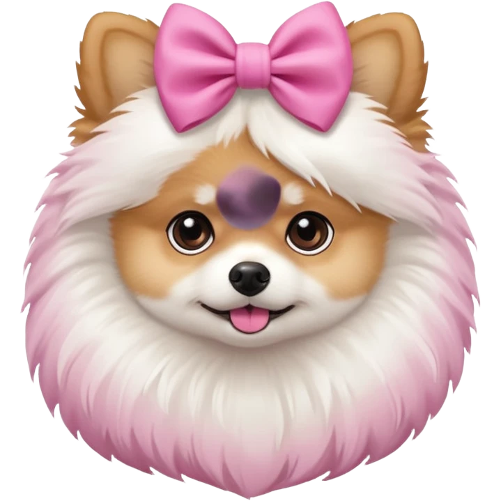 perrita pomeranea con moño rosa emoji