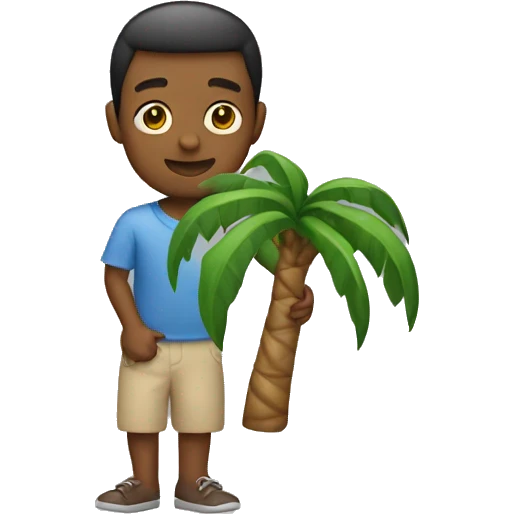 Person carrying a small palm tree emoji