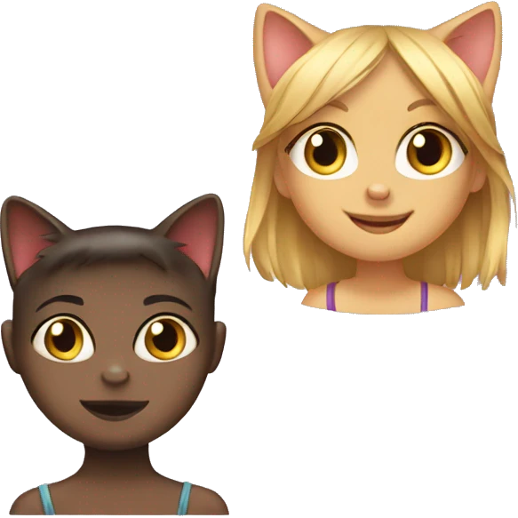 One cat and one girl emoji