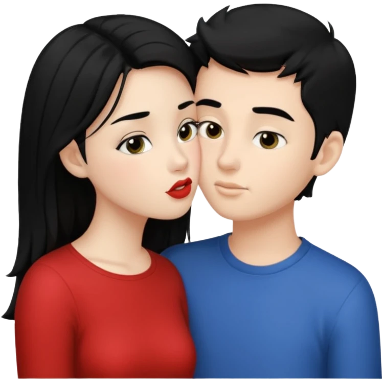 kiss a girl and boy from black hair  emoji