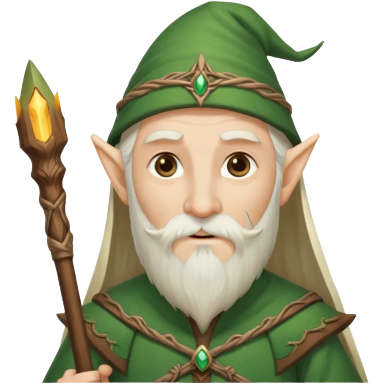 Elder elf with long beard and staff emoji