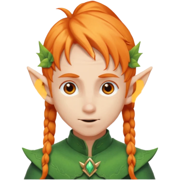Orange Haired Elf, Elf boy with orange ponytail hair emoji