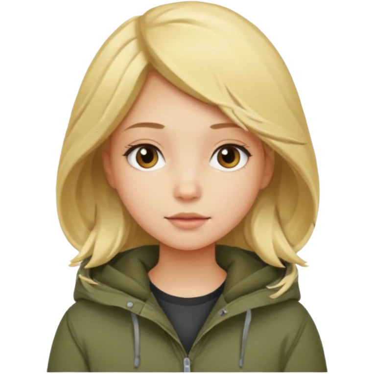 Girl wearing a parke sweatshirt with blonde hair emoji