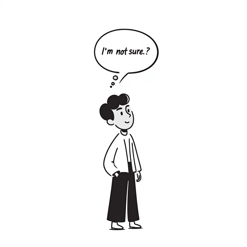 Chinese man with a thought bubble saying "I'm not sure." emoji