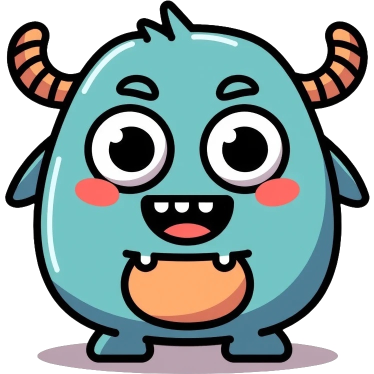 digital monster creature with big eyes and distinctive features emoji