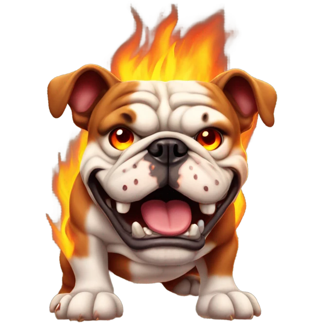 Demon bulldog on fire emoji