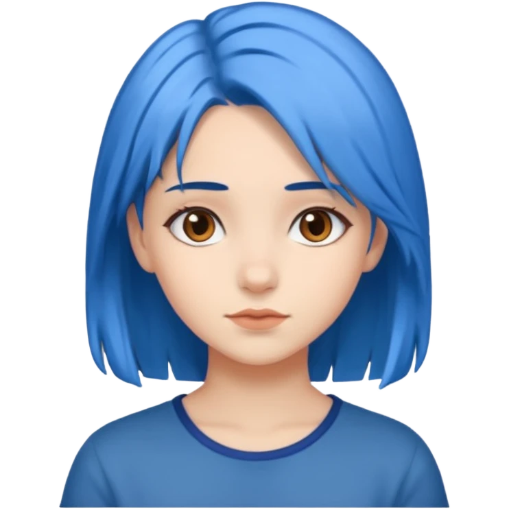 blue hair girl with brown eyes  emoji