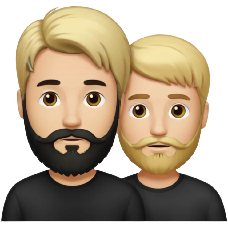 Man with a beard and long hair black gathered with another short-haired blond man emoji