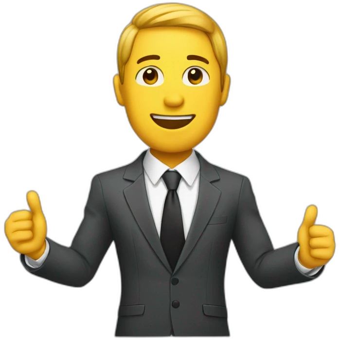 Suit men  with raised hand emoji
