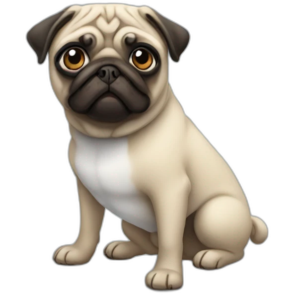 pug wearing a t-shirt emoji