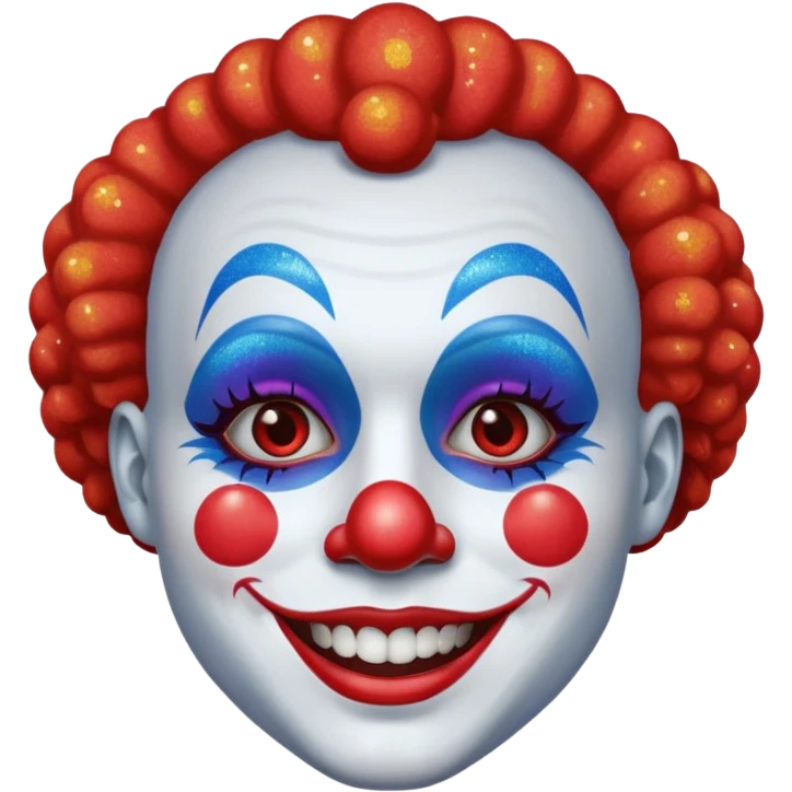 glitter red and blue clown happy emoji