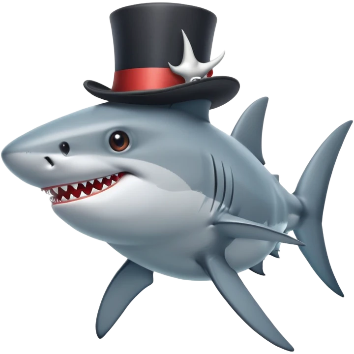 Shark with a top hat emoji