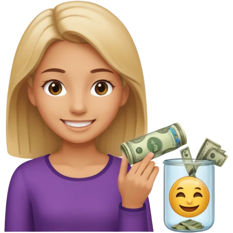 girl enter money in tube emoji