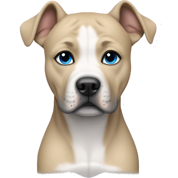 Blonde girl with a gray Staffordshire terrier that has a thin white line between its eyes; she has blue eyes and shoulder-length hair  emoji