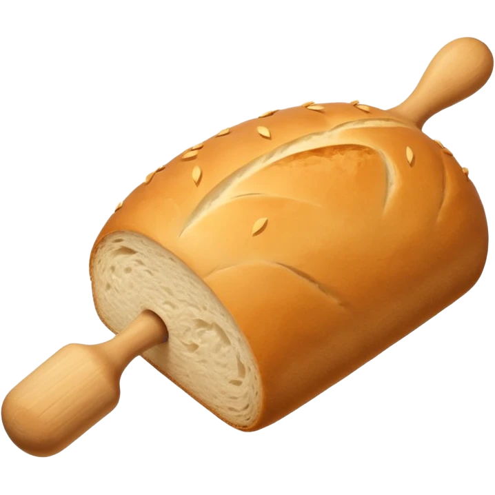 Baking humanless avatar in clean vibrant style illustration. Fresh bread and rolling pin, warm golden tones, simple shapes, flat design, high contrast, cozy and friendly. emoji