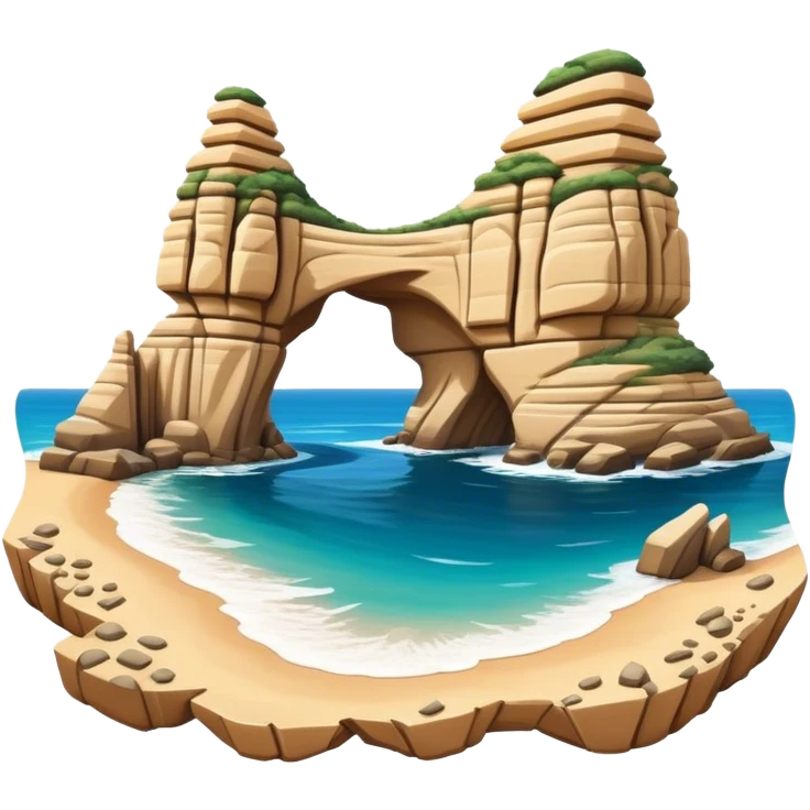Cinematic Realistic Raouche Rocks Landmark Emoji, depicted with dramatic natural rock formations along the Beirut coastline rendered with intricate detail and dynamic natural lighting. emoji