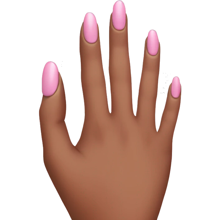 Light pink nails holding nail polish emoji