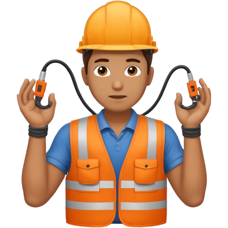 Electrician + cable coil + orange vest emoji