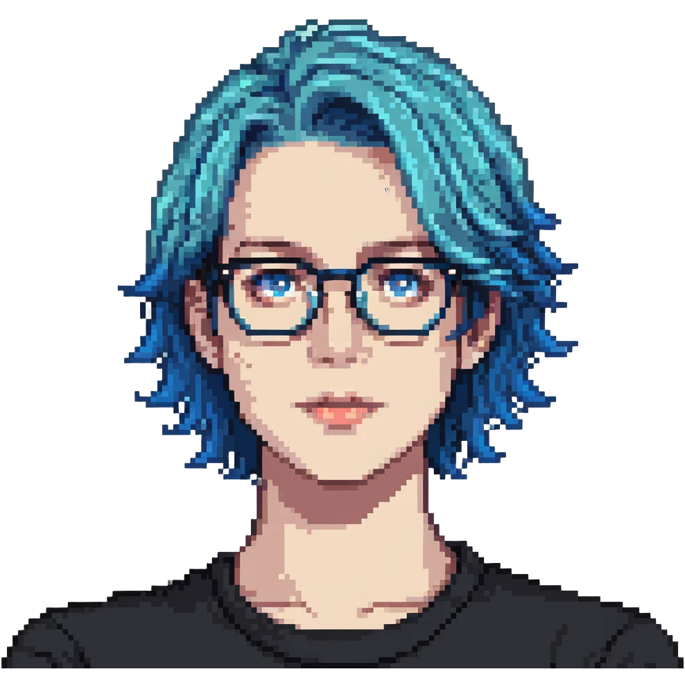 Michou, French YouTuber with blue hair and glasses emoji