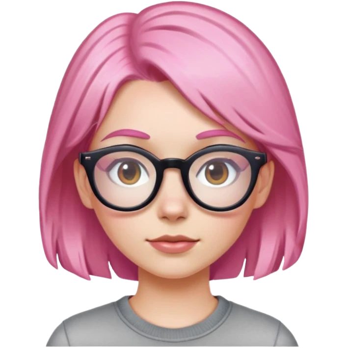 White Girl with pink hair and glasses emoji