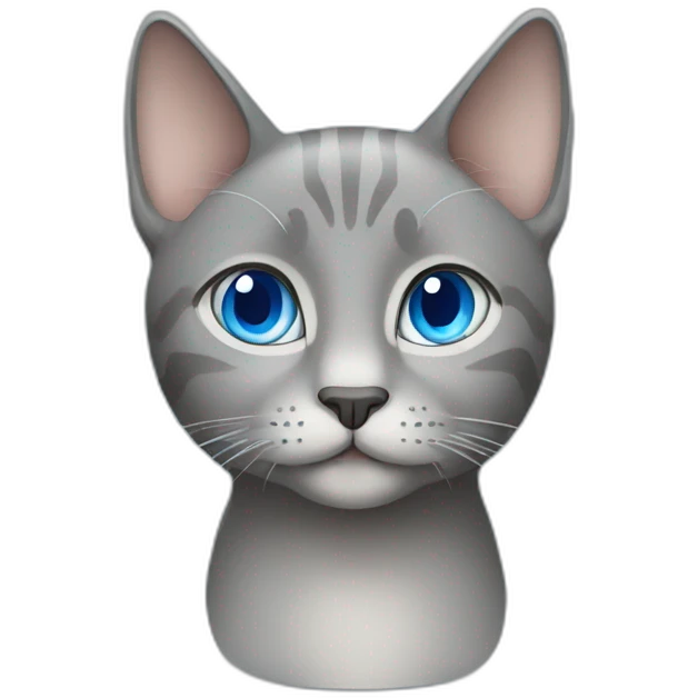 Grey cat with bleu eyes emoji