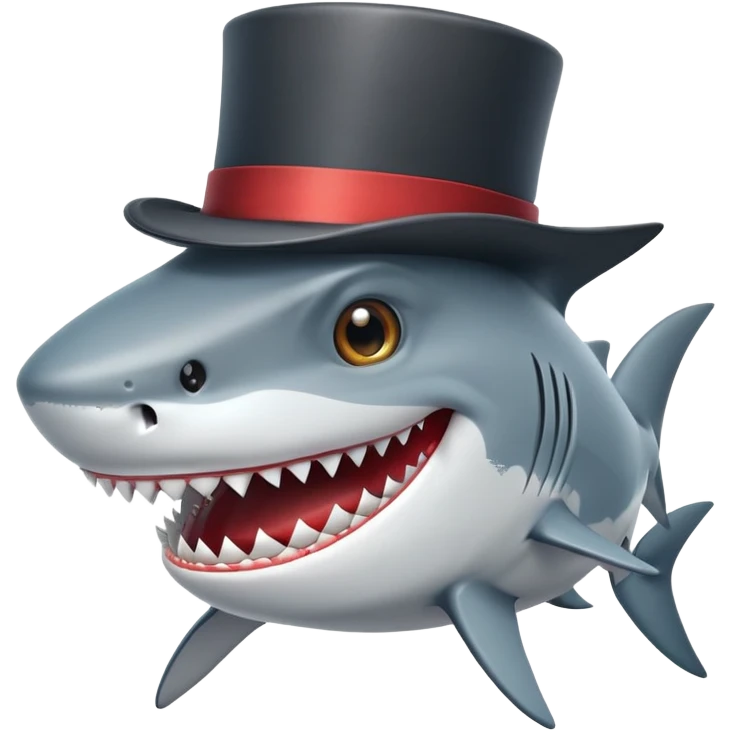 Shark with a top hat emoji