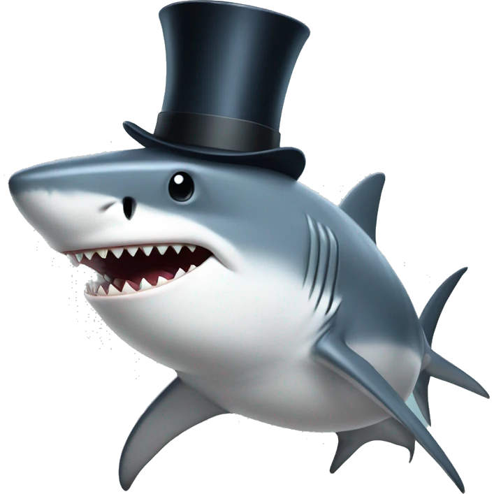 Shark with a top hat emoji