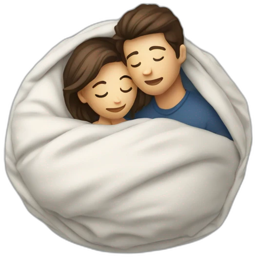 lovers hugging in ball of comforter emoji