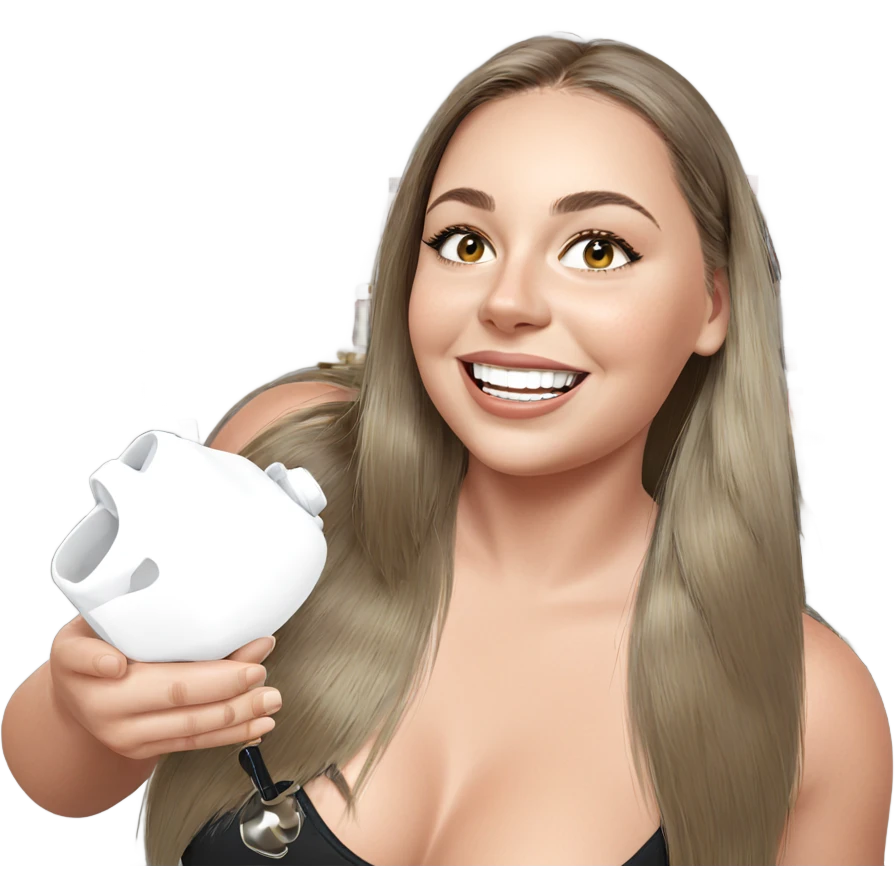 smiling girl with alcohol bottle emoji