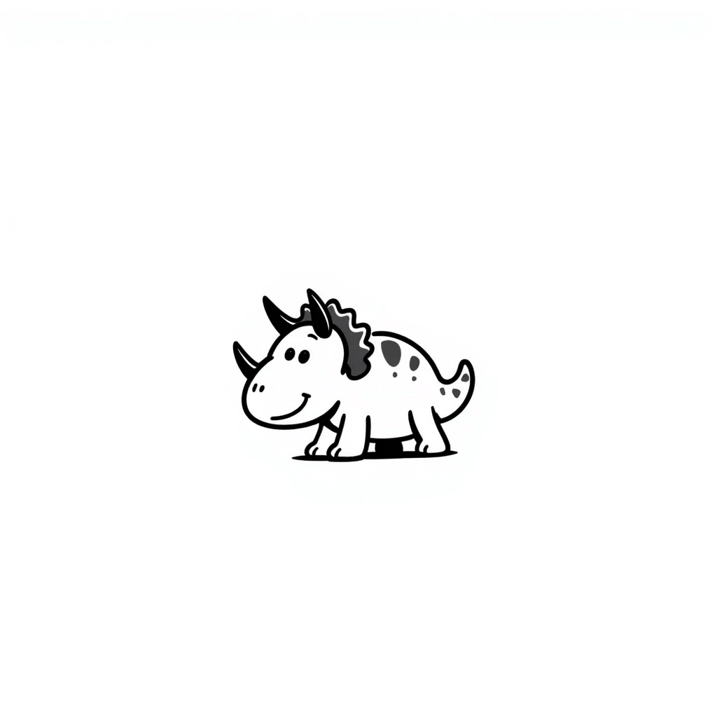 A hand-drawn toy triceratops with a silly grin and cute horns emoji