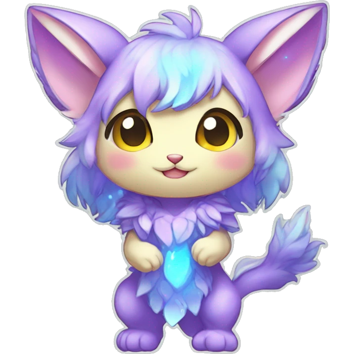 Cute Kawaii Chibi Anthro Sona Colorful Ethereal Pretty see Godly Celestial Shiny Fakemon Full Body emoji