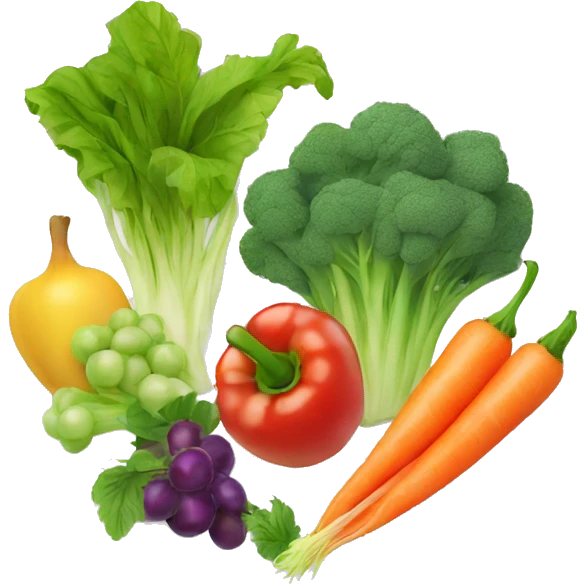 Fresh vegetables and fruits on the plate emoji