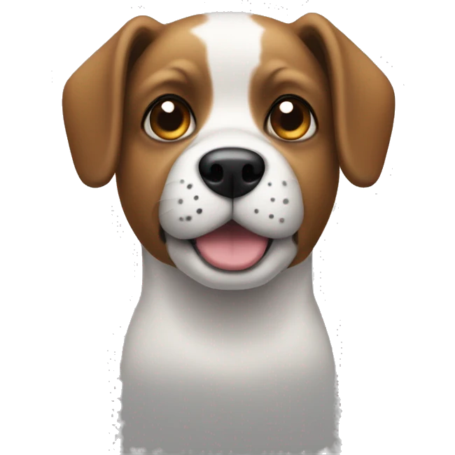 Dog Stamford with a ears blacks and white face and a black spot on a eye emoji