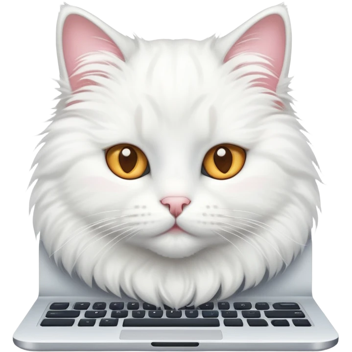 White cat with PC emoji