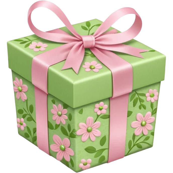 light green and light pink floral gift box emoji