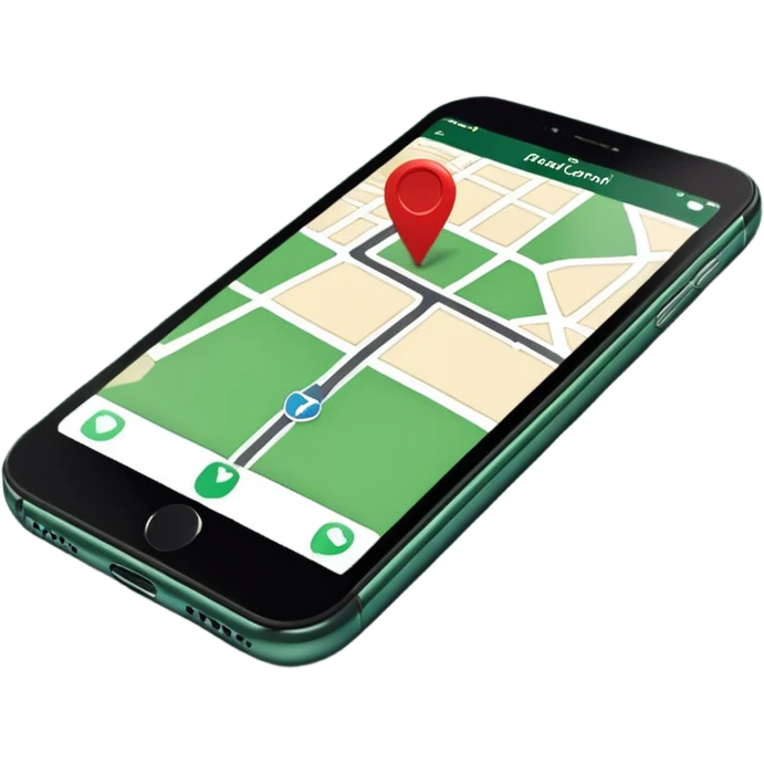dark green geotag pointing to map on dark green iphone display emoji