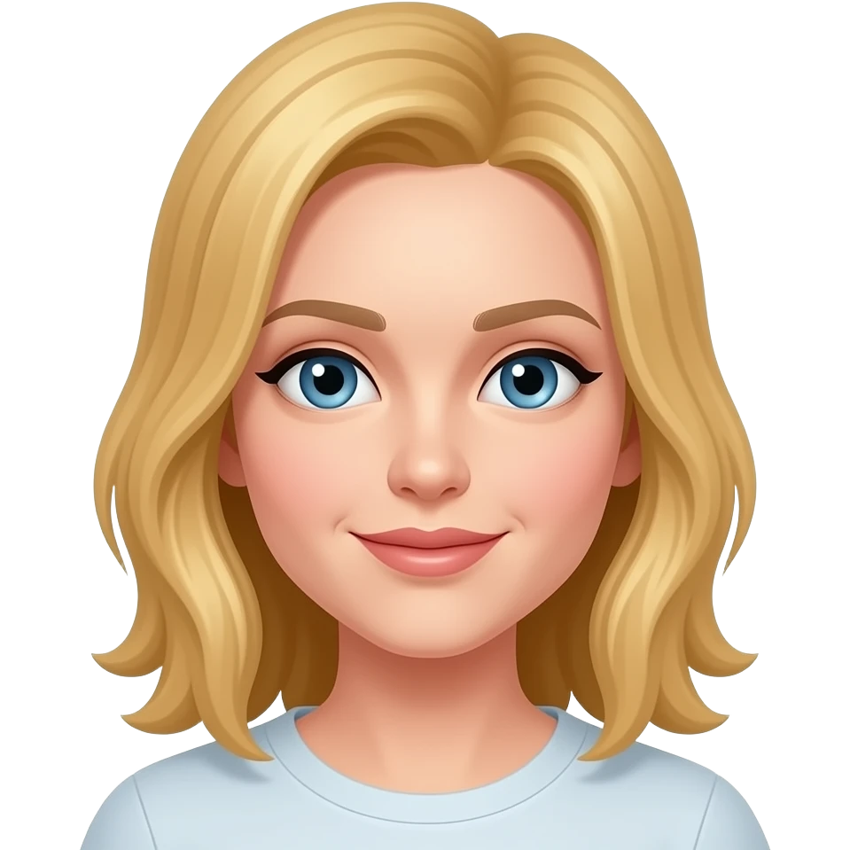 schulterlange blonde haare, blaue augen emoji