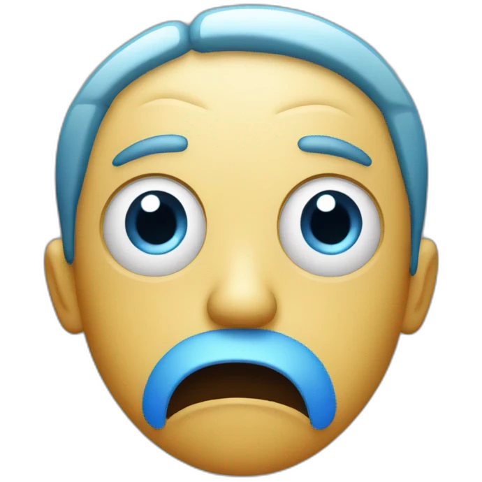 in the style of apple emoji’s a full face shocked emoji with a blue fade front and big round eyes and a shocked mouth emoji