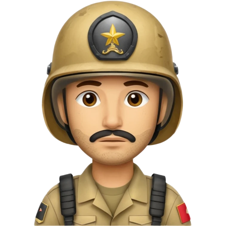 tired Iraqi military, in a helmet emoji