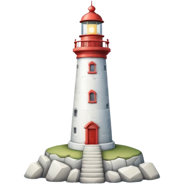 A light house that light forms the number 7 in the clouds in the distance emoji