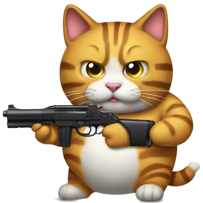FAT CAT Holding a playgun  emoji