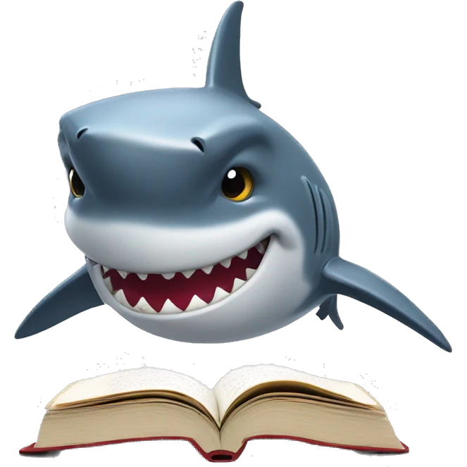 Shark reading a book emoji