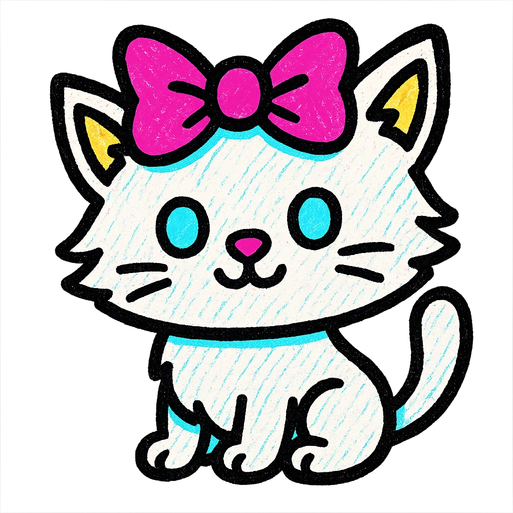 cute fluffy white kitten with a light pink bow emoji