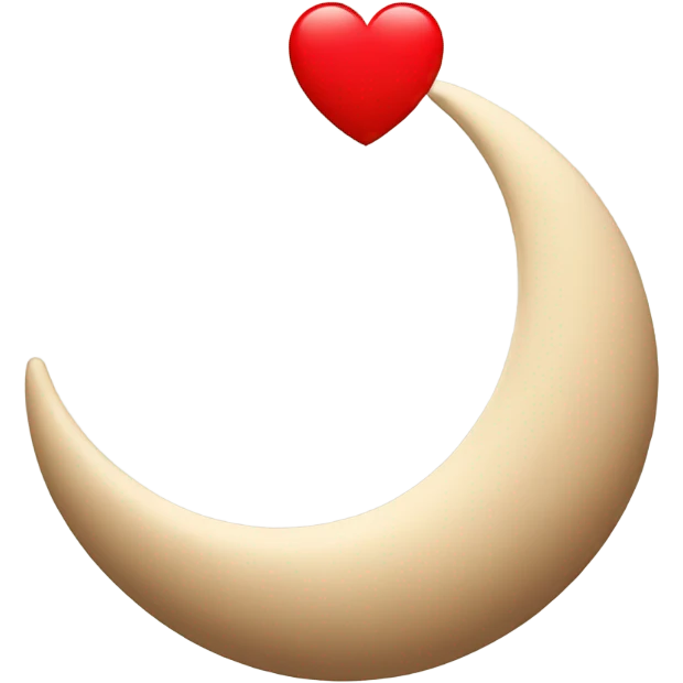 crescent beige moon with red heart emoji