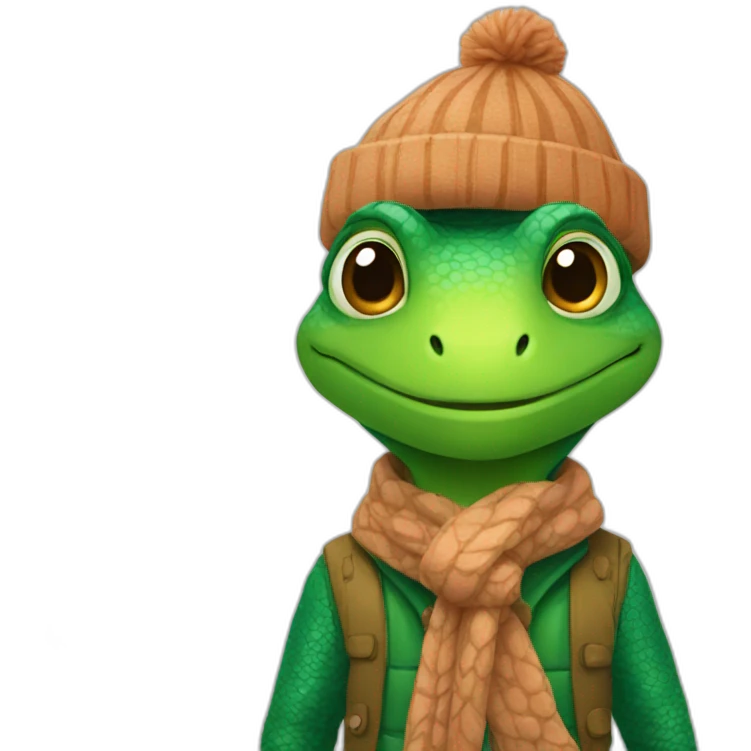 lezard in winter clothes emoji