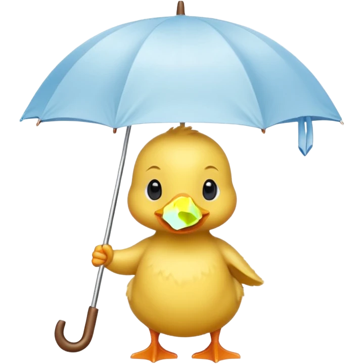 baby Duck holding white umbrella emoji