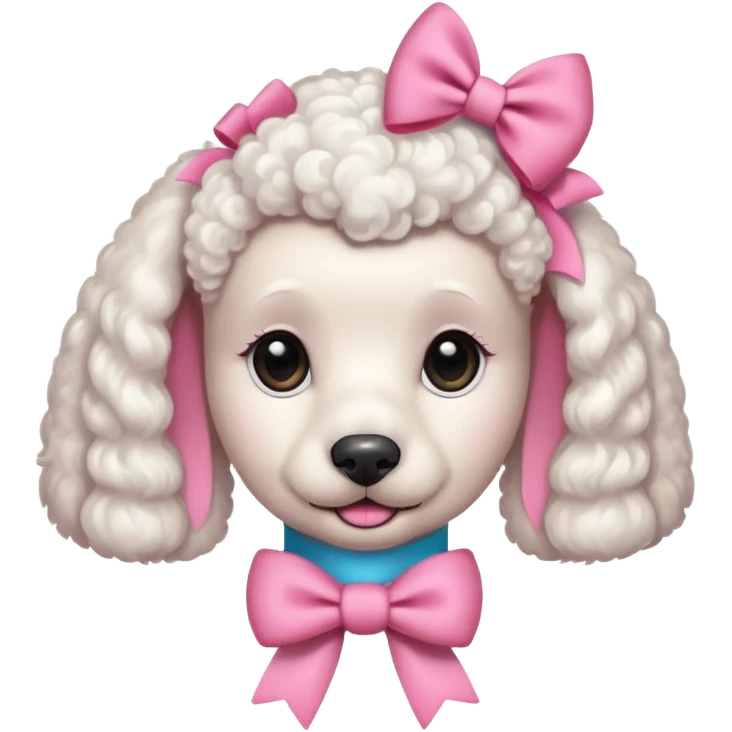 Caniche blanca  con un moño rosa emoji