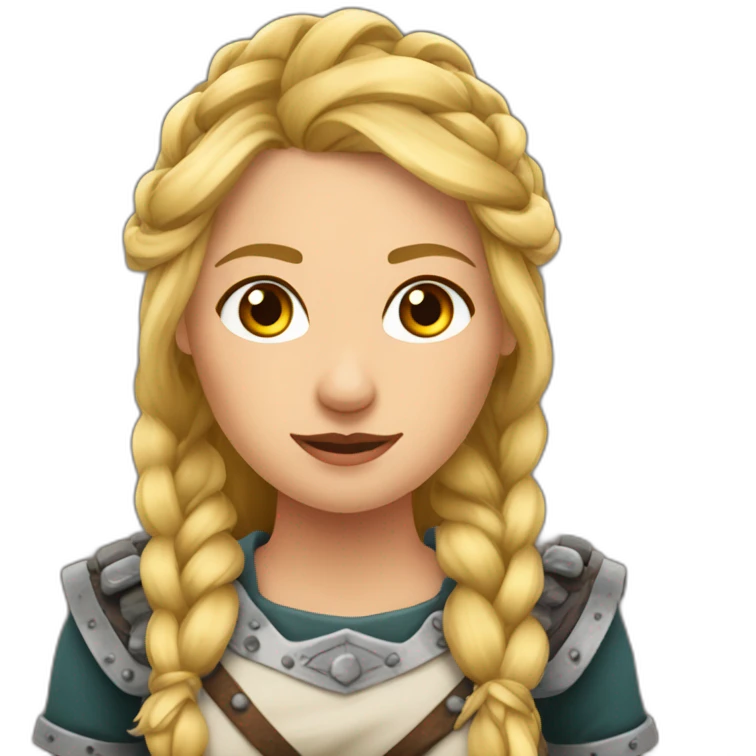 Mujer rubia vikinga trenzas un lado emoji