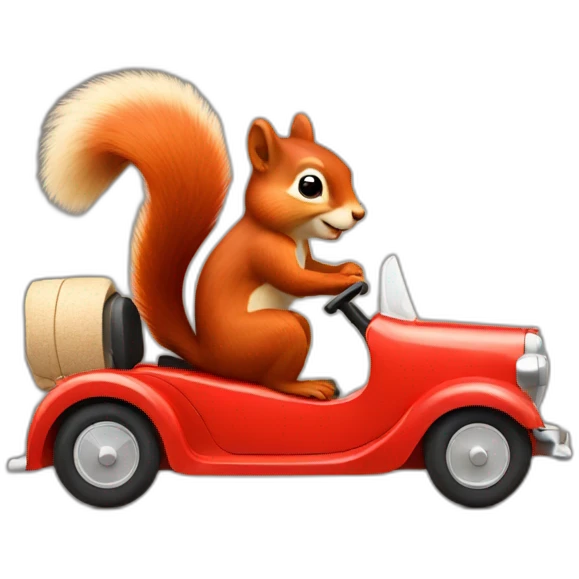 red squirrel driving emoji